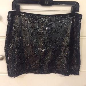 Express Black Sequin Mini Skirt